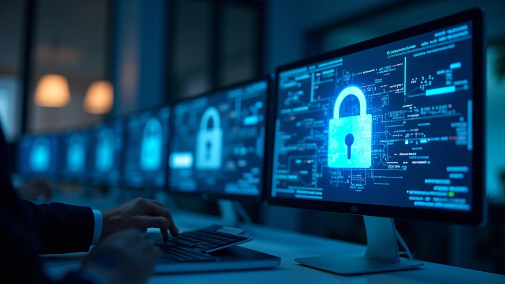 Kriptografi güvenliği konsepti, dijital şifreleme simgesi ile soyut görsel